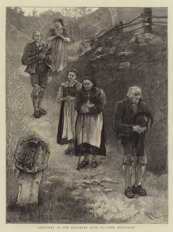 Croquis dans les Alpes bavaroises, II, Der Bittgang - Hubert von Herkomer