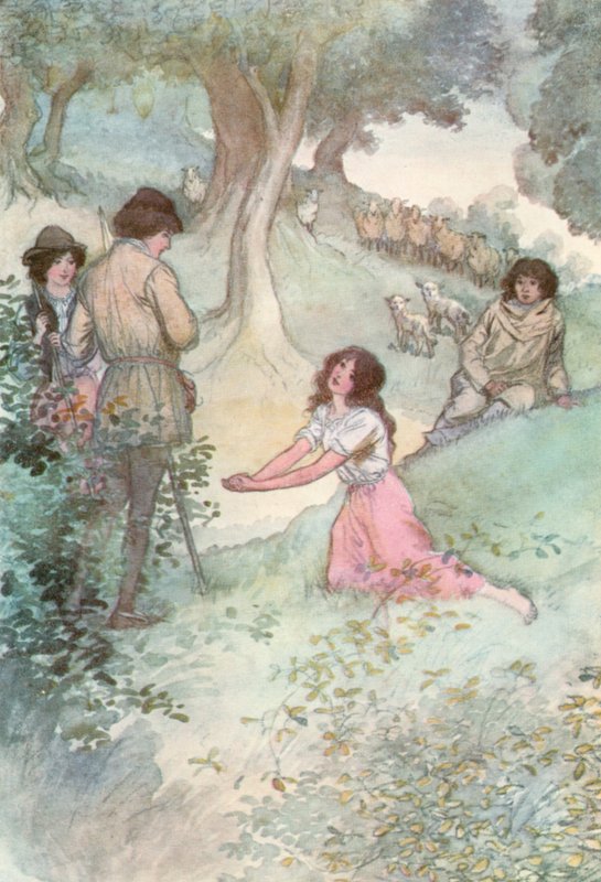 Illustration pour Comme il vous plaira de Shakespeare (lithographie en couleur) - Hugh Thomson