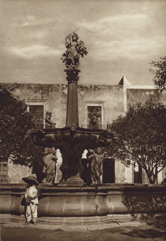 Mexique : Puebla, Fuente de San Miguel (photo n/b) - Hugo Brehme