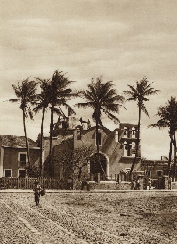 Mexique : Vera Cruz, église avec clocher (photo n/b) - Hugo Brehme
