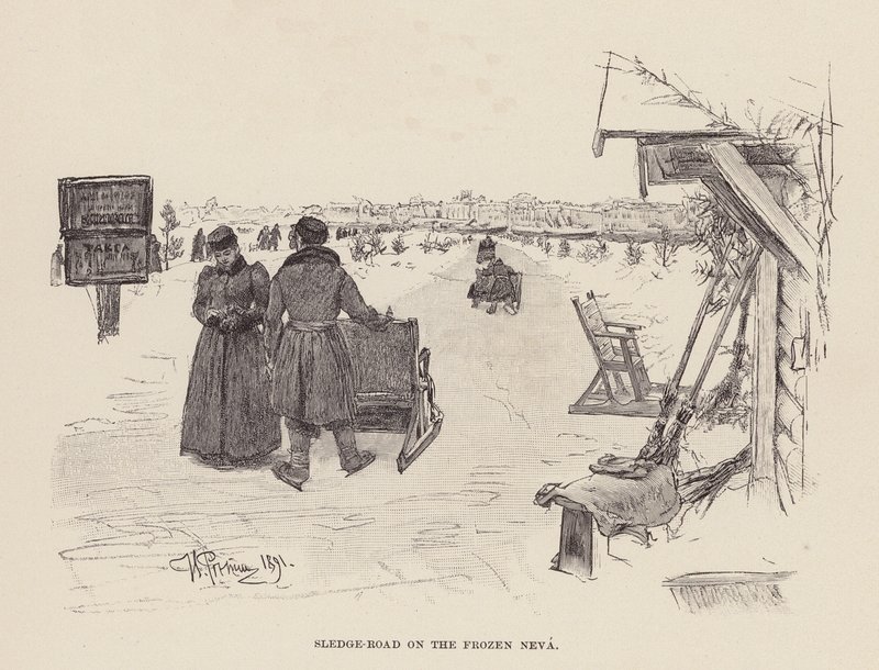Route de traîneau sur la Neva gelée - Ilya Efimovich (after) Repin