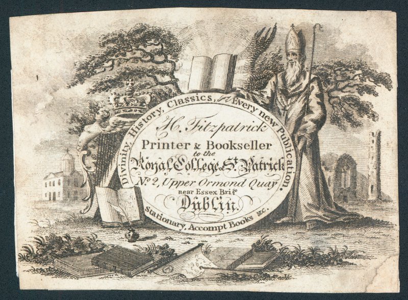 H Fitzpatrick, imprimeur et libraire du Royal College of Saint Patrick, carte de visite - Irish School