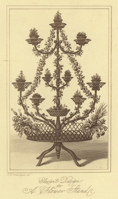 Design élégant pour un support de fleurs (gravure) - Isaac (after) Cruikshank
