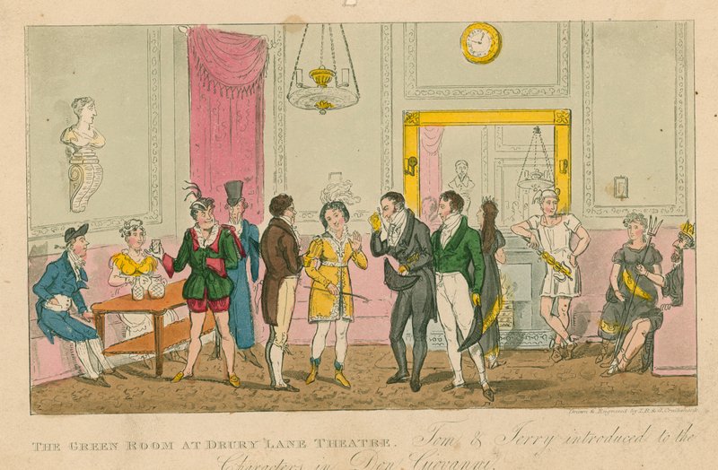 La salle verte au théâtre de Drury Lane, Londres - Isaac, Robert and George Cruikshank