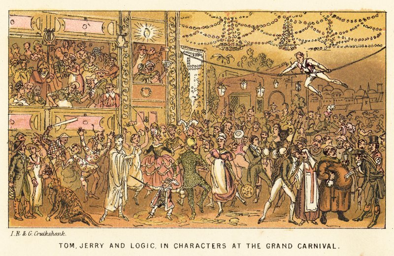 Tom, Jerry et Logic, en personnages au Grand Carnaval - Isaac, Robert and George Cruikshank