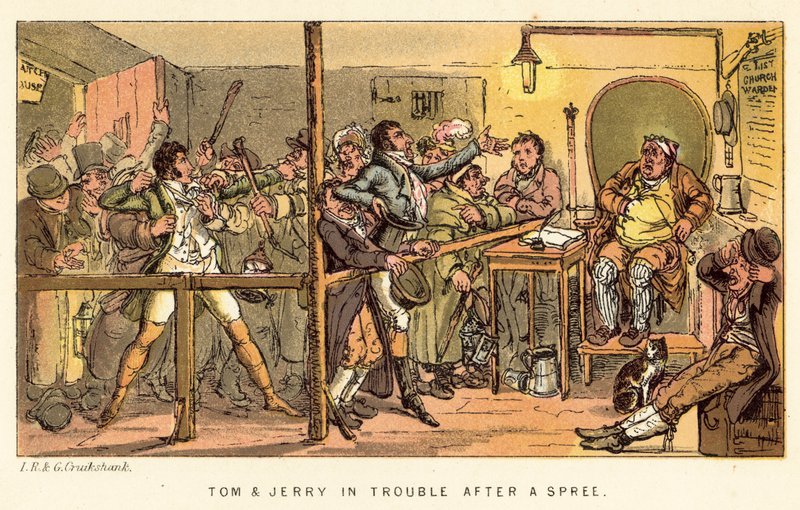 Tom et Jerry en difficulté après une fête - Isaac, Robert and George Cruikshank