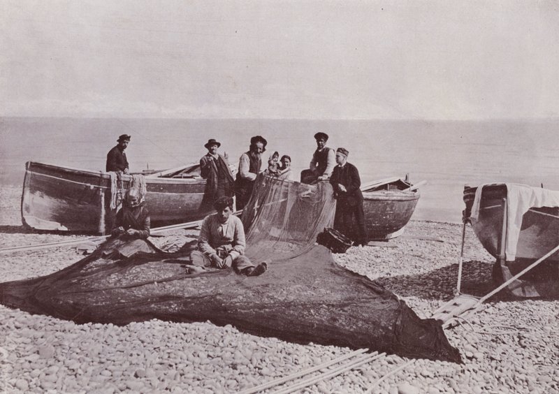 Italie : Bordighera, pêcheurs au travail (photo n/b) - Italian Photographer