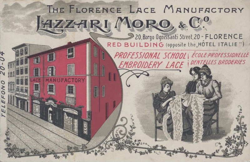 Publicité pour la dentelle Lazzari Moro & Co, Florence, Italie - Italian School