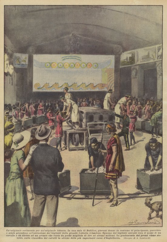 Une cérémonie originale pour une tombola originale (lithographie couleur) - Italian School