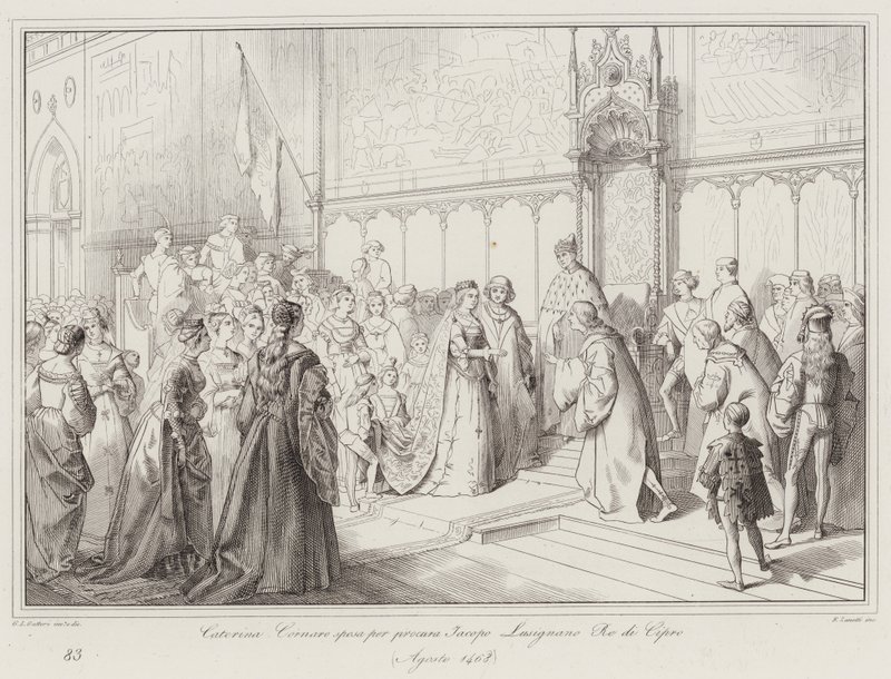 Caterina Cornaro épouse par procuration Jacques Lusignan Roi de Chypre - Italian School