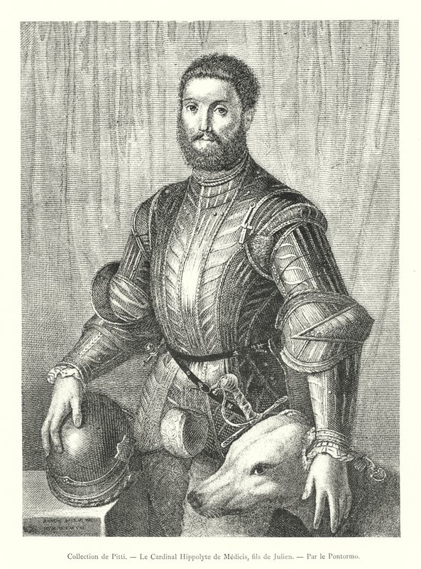 Collection de Pitti, Le Cardinal Hippolyte de Médicis, fils de Julien, Par le Pontormo (gravure) - Italian School