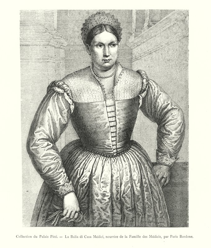 Collection du Palais Pitti, La Balia di Casa Medici, nourrice de la famille des Medicis, par Paris Bordone - Italian School