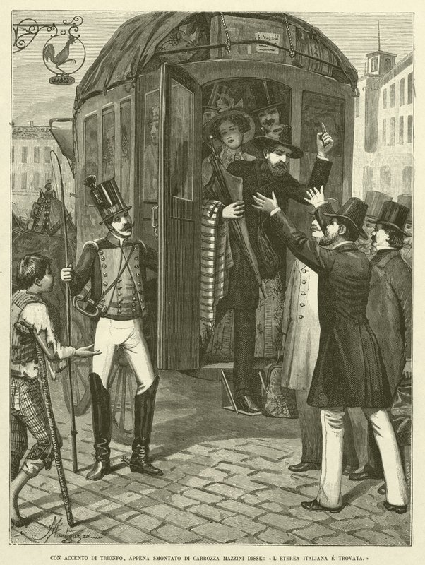 Avec un accent de triomphe, à peine descendu de la voiture, Mazzini dit, "L