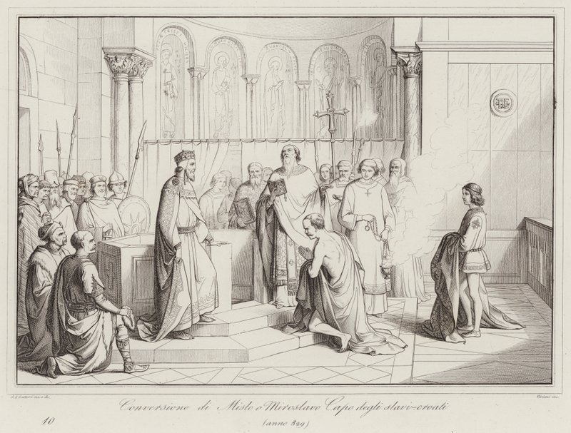 Conversion de Mislo ou Miroslavo, chef des Slaves-Croates, 829 - Italian School