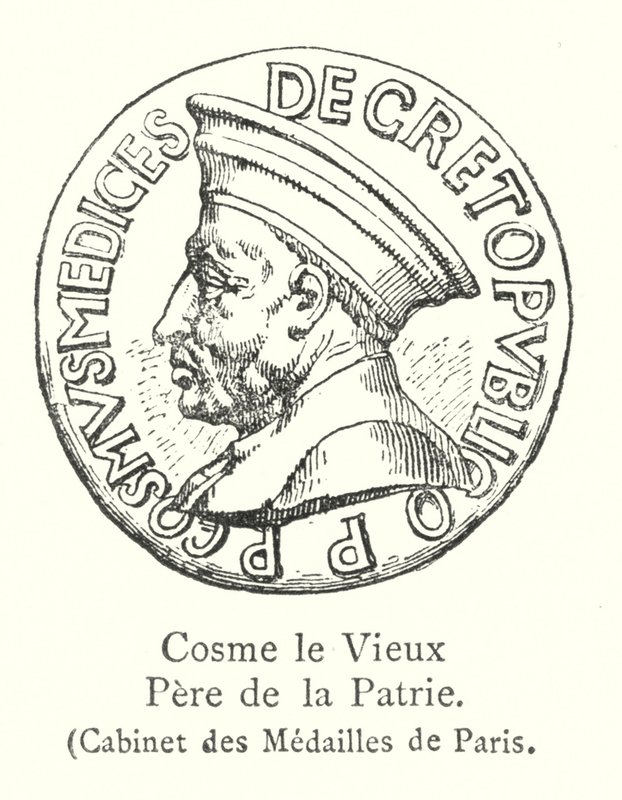 Cosme le Vieux, Père de la Patrie, Cabinet des Médailles de Paris (gravure) - Italian School