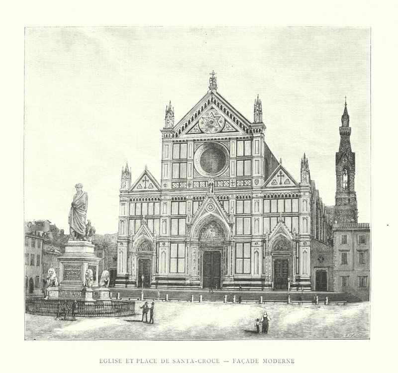 Église et place de Santa-Croce, Façade moderne - Italian School