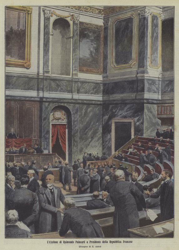 Élection de Raymond Poincaré à la présidence de la République française (lithographie couleur) - Italian School