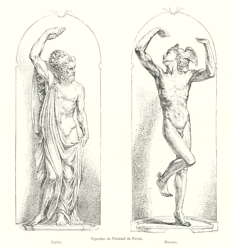 Figurines du piédestal du Persée, Jupiter, Mercure - Italian School