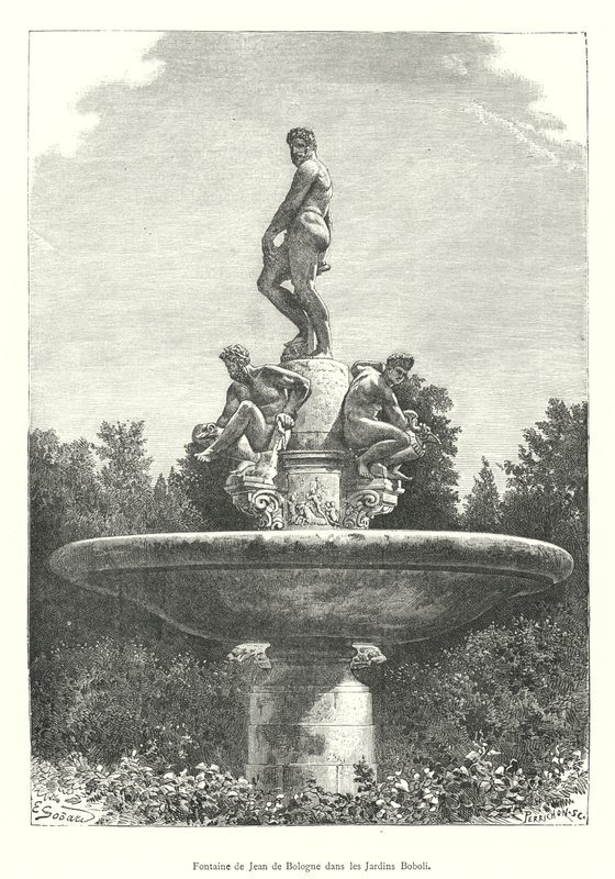 Fontaine de Jean de Bologne dans les Jardins Boboli - Italian School