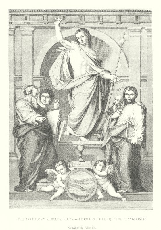 Fra Bartolommeo della Porta, Le Christ et les Quatre Évangélistes, Collection du Palais Pitti (gravure) - Italian School