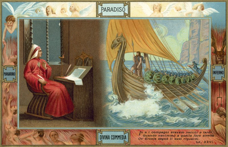 Illustration pour La Divine Comédie de Dante (lithographie couleur) - Italian School