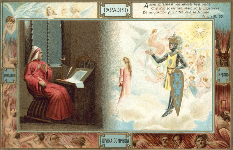 Illustration pour La Divine Comédie de Dante (lithographie couleur) - Italian School
