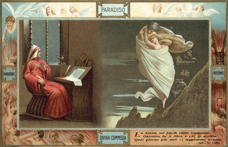 Illustration pour La Divine Comédie de Dante (lithographie couleur) - Italian School