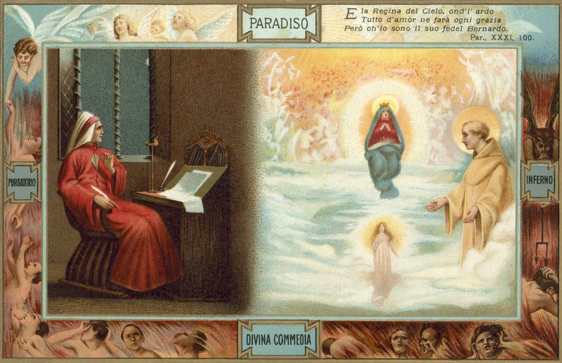 Illustration pour La Divine Comédie de Dante (lithographie couleur) - Italian School