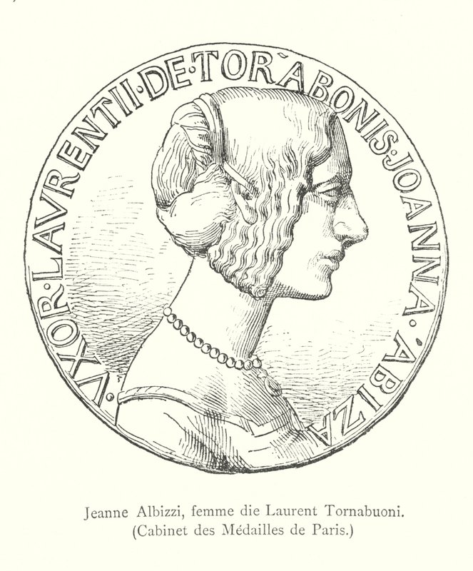Jeanne Albizzi, femme de Laurent Tornabuoni, Cabinet des Médailles de Paris (gravure) - Italian School