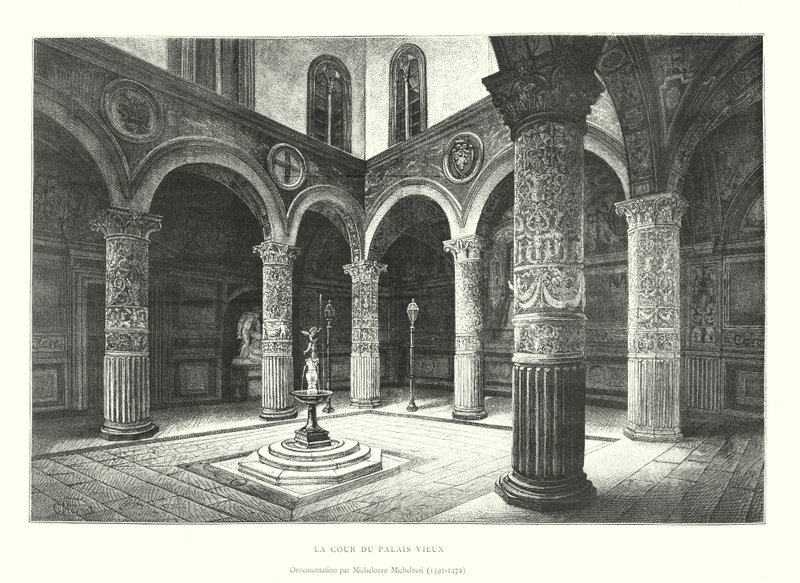 La Cour du Palais Vieux, Ornementation par Michelozzo Michelozzi - Italian School