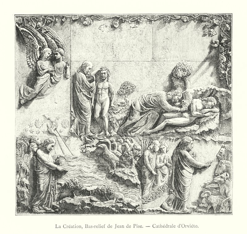 La Création, Bas-relief de Jean de Pise, Cathédrale d