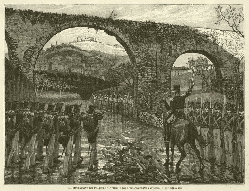 La Fucilazione dei Fratelli Bandiera e Dei Loro Compagni a Cosenza il 25 Luglio 1844 (gravure) - Italian School