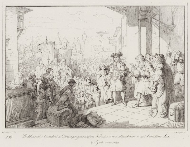 Les défenseurs et les citoyens de Candie prient le Duc de Navailles de ne pas abandonner la ville assiégée - Italian School
