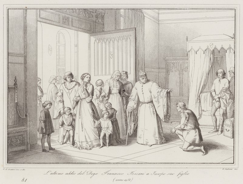 Les derniers adieux du Doge Francesco Foscari à son fils Jacopo - Italian School
