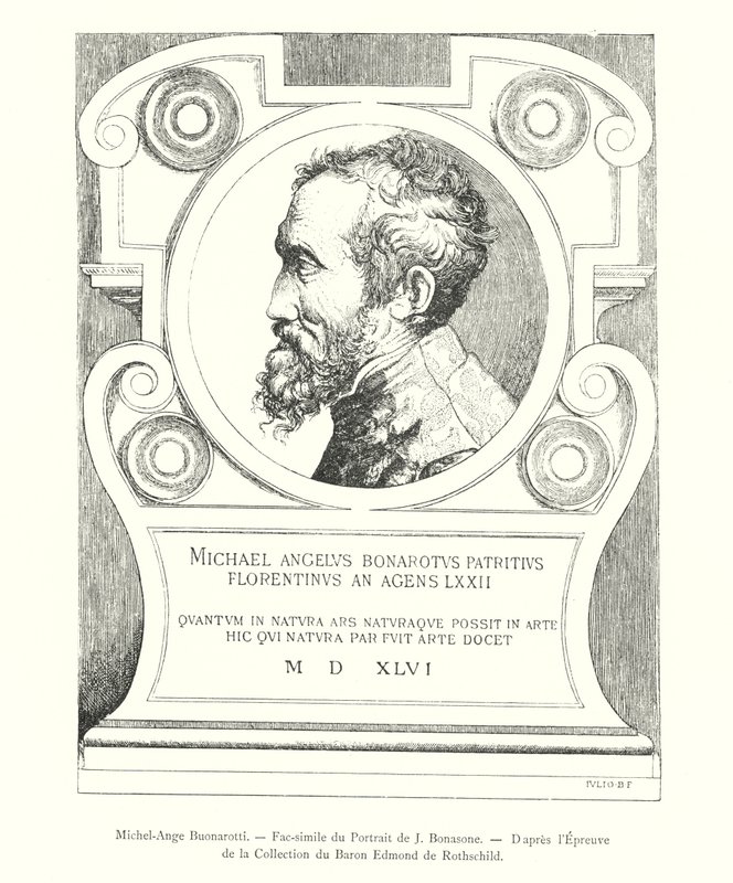 Michel-Ange Buonarotti, Fac-similé du Portrait de J Bonasone, D