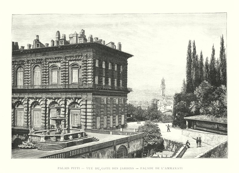 Palais Pitti, Vue du Côté des Jardins, Façade de l