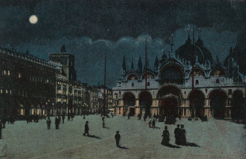 Place Saint-Marc (lithographie couleur) - Italian School