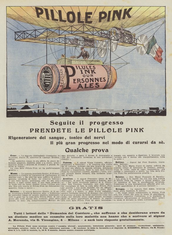 Pilules roses (lithographie couleur) - Italian School
