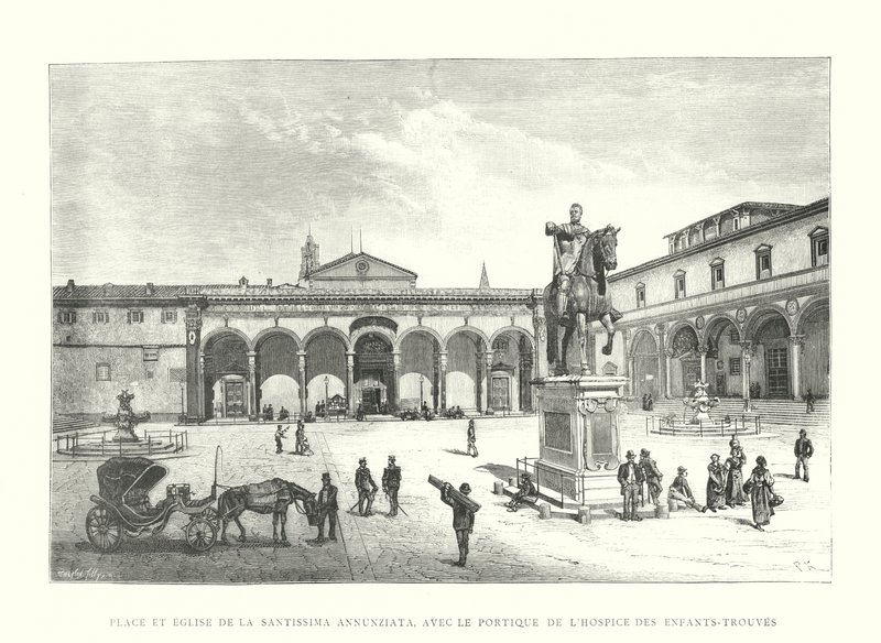 Place et église de la Santissima Annunziata, avec le portique de l