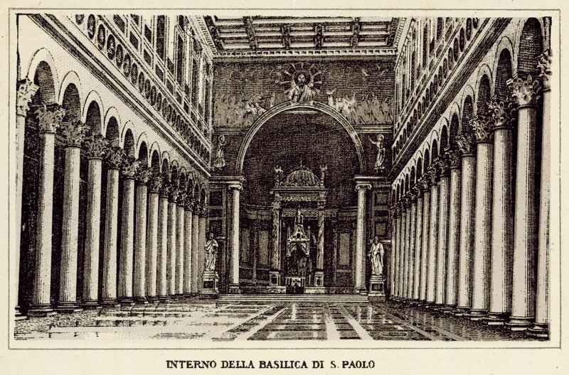 Rome : Intérieur de la Basilique de Saint-Paul - Italian School