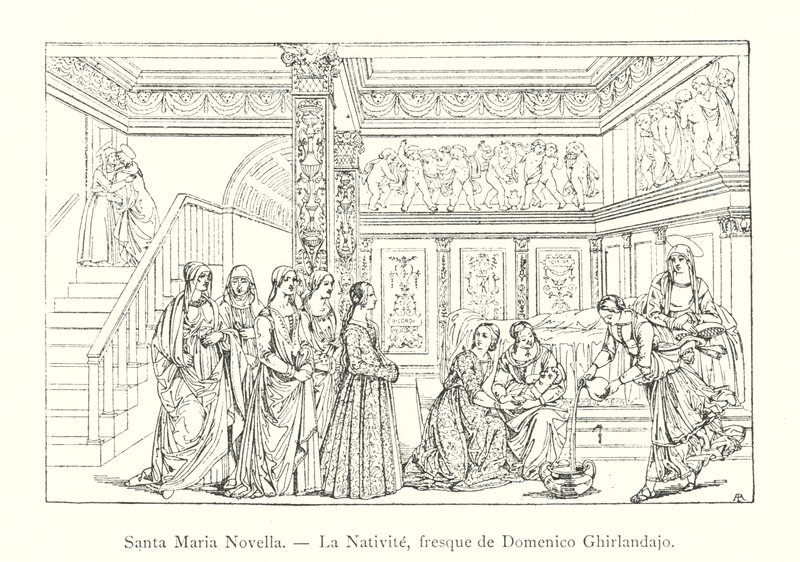 Santa Maria Novella, La Nativité, fresque de Domenico Ghirlandajo - Italian School