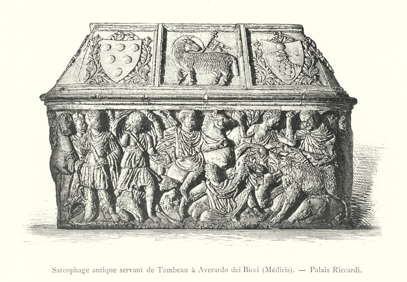 Sarcophage antique servant de Tombeau à Averardo dei Bicci, Medicis, Palais Riccardi - Italian School
