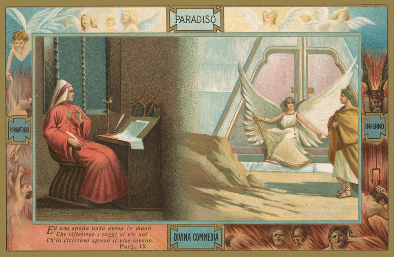 Scène de la Divine Comédie de Dante (chromolitho) - Italian School