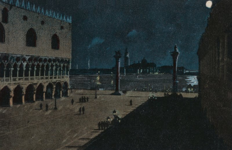 Le palais des Doges (lithographie couleur) - Italian School