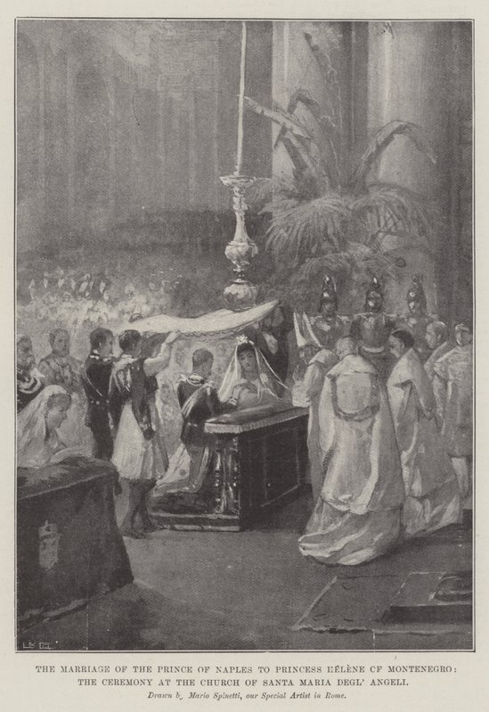 Le mariage du prince de Naples avec la princesse Hélène de Monténégro, la cérémonie à l