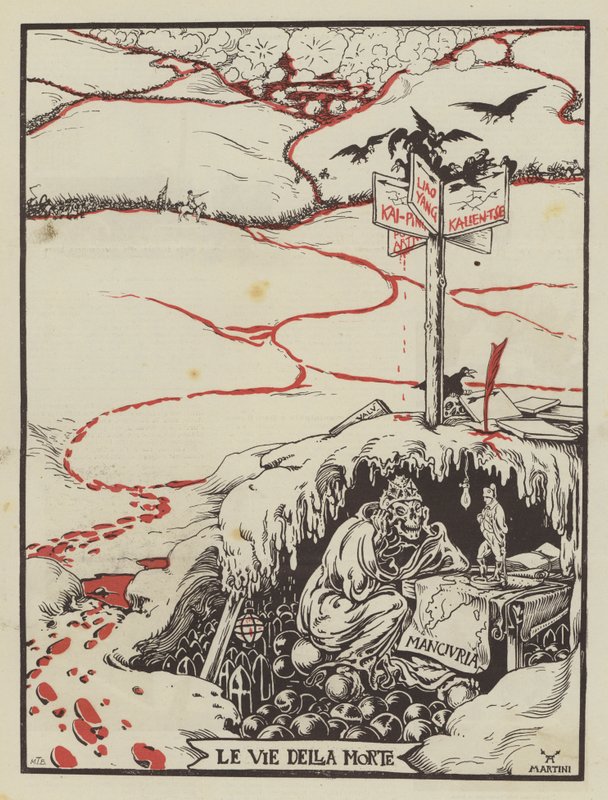 Les voies de la mort (lithographie couleur) - Italian School