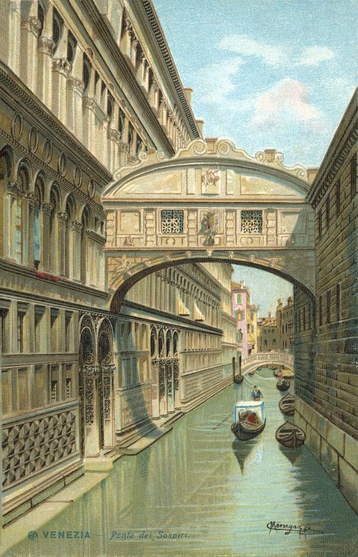 Venise, Italie, Pont des Soupirs (chromolitho) - Italian School