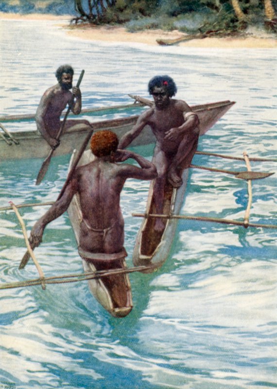 Insulaires du Pacifique dans leurs canoës - J. Williamson