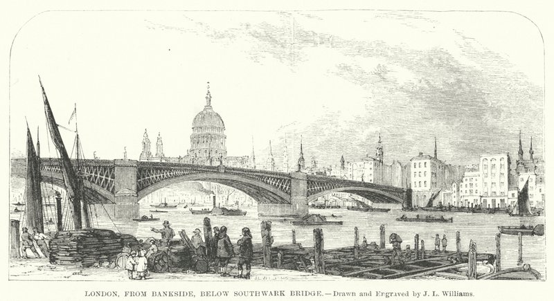 Londres, depuis Bankside, en dessous du pont de Southwark - J.L. (after) Williams