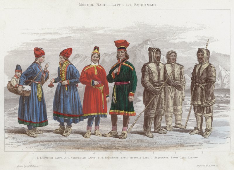 Race mongole, Lapons et Esquimaux (gravure en couleur) - J.L. (after) Williams